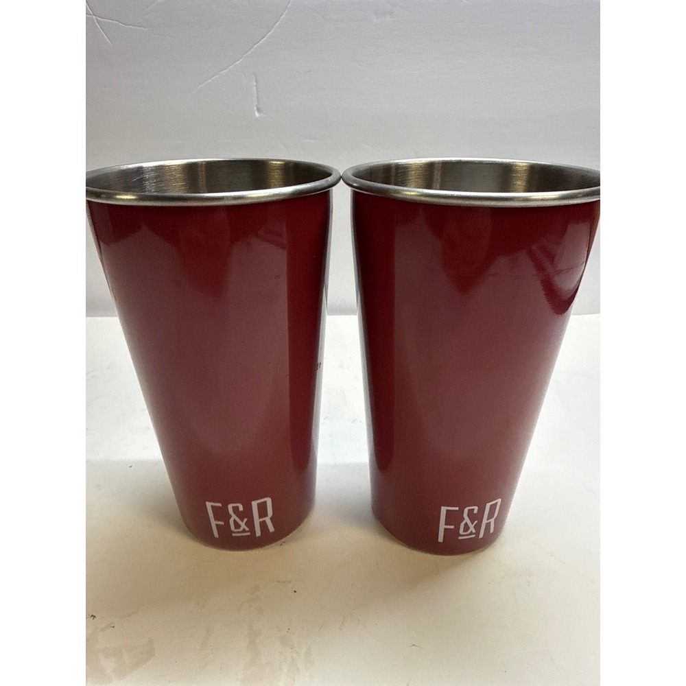 Fulton & Roark Stainless Steel Pint Tumbler Set of 2 Red with Bottle Opener Base